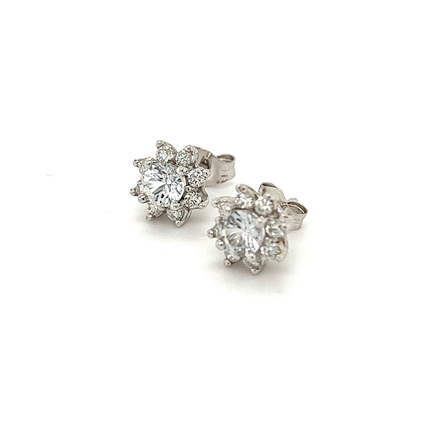 Natural Sapphire Diamond Halo Stud Earrings 14k Gold 1.02 TCW Certified $3,950 121426