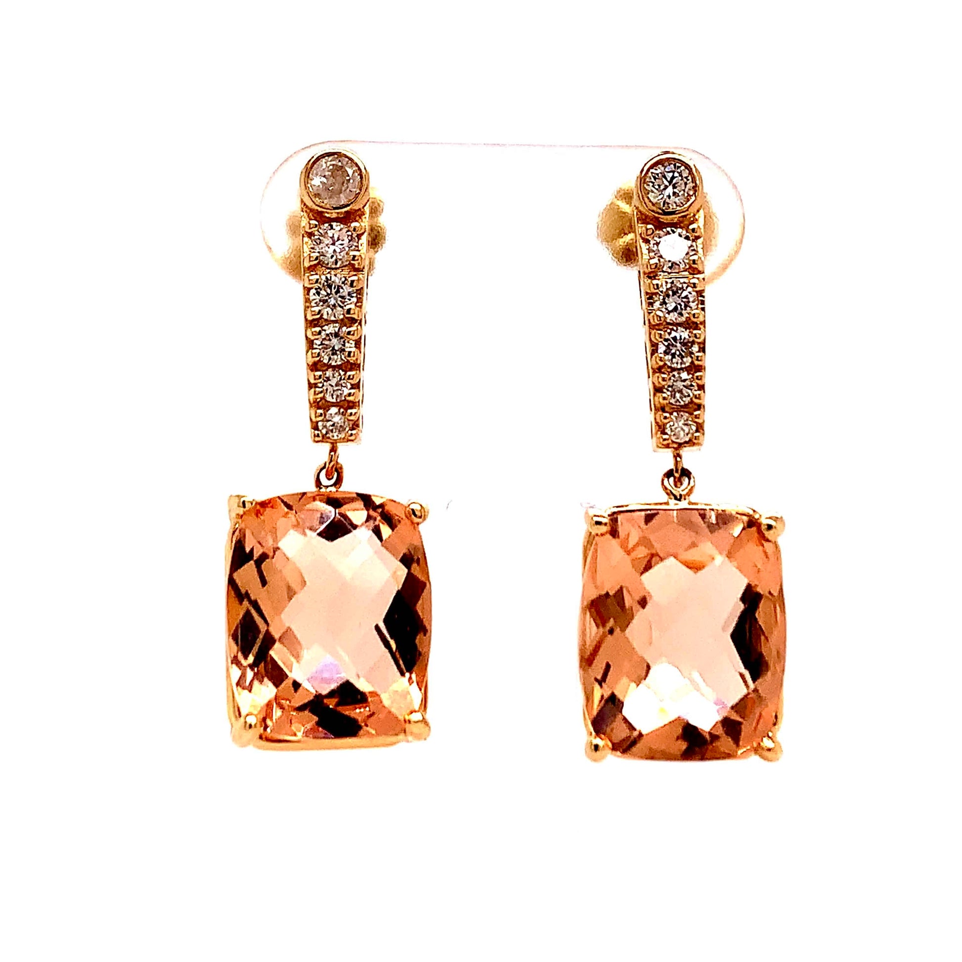 Natural Morganite Diamond Earrings 14k Gold 9.93 TCW Certified $5,950 018685 - Certified Fine Jewelry