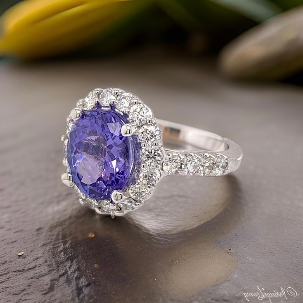 Tanzanite Diamond Ring 14 kt 5.30 TCW Certified $6,950 013306