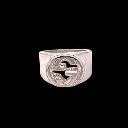 Gucci Estate Sterling Silver Ring Size 8.5, 15 mm Height 17.9 Grams G45