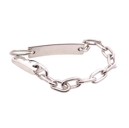 Gucci Estate Link Plate Bracelet Size 7" Sterling Silver 8 mm Height G46