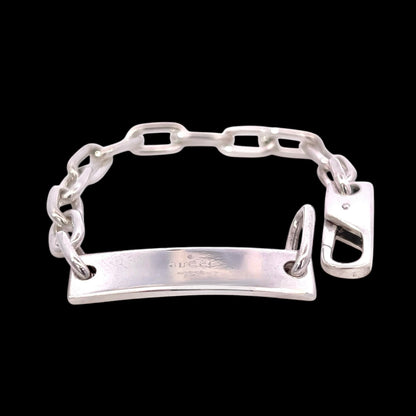 Gucci Estate Link Plate Bracelet Size 7" Sterling Silver 8 mm Height G46