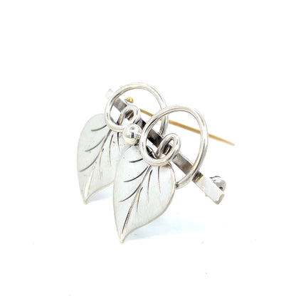 Georg Jensen Estate Vine Leaves Brooch Silver GJ33