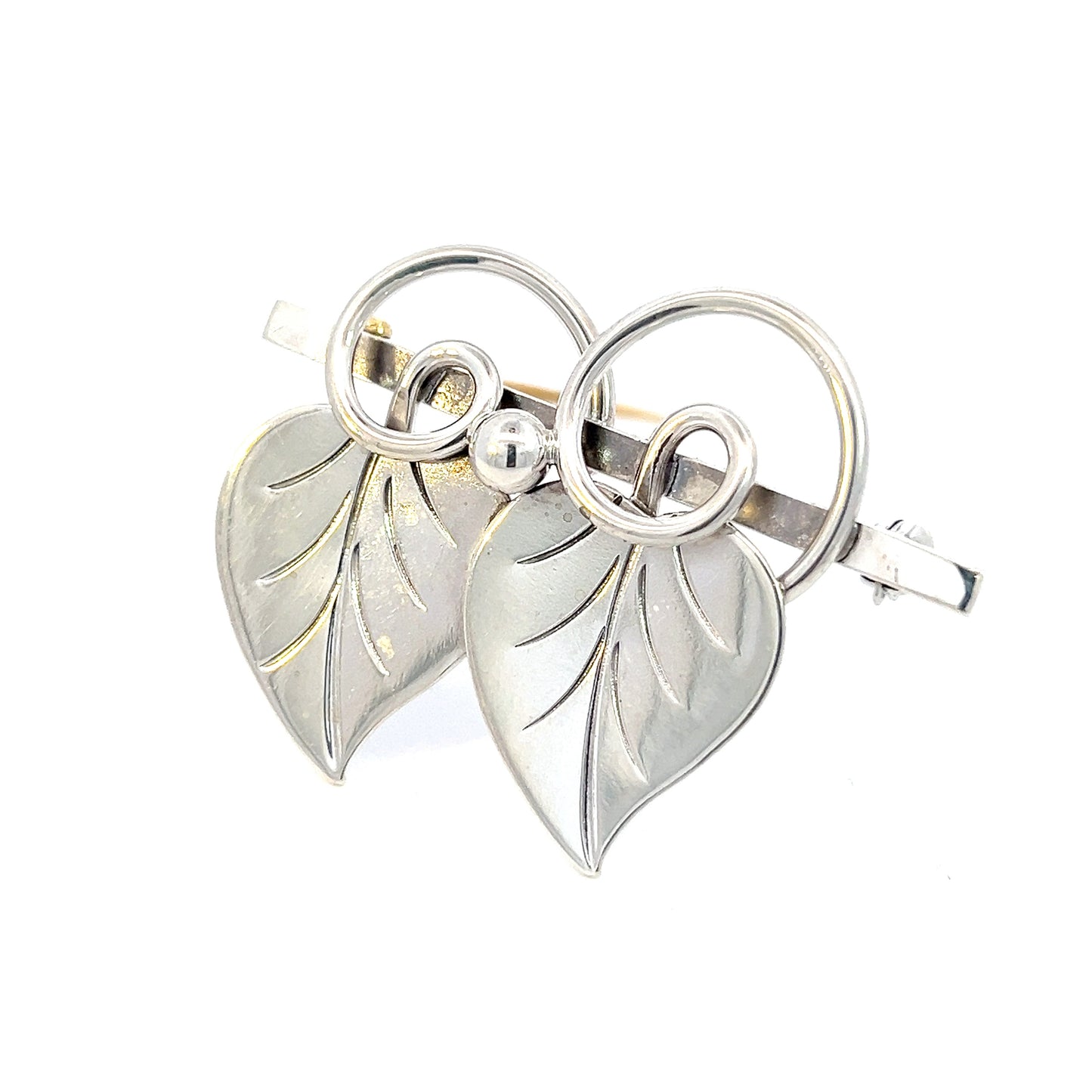 Georg Jensen Estate Vine Leaves Brooch Silver GJ33