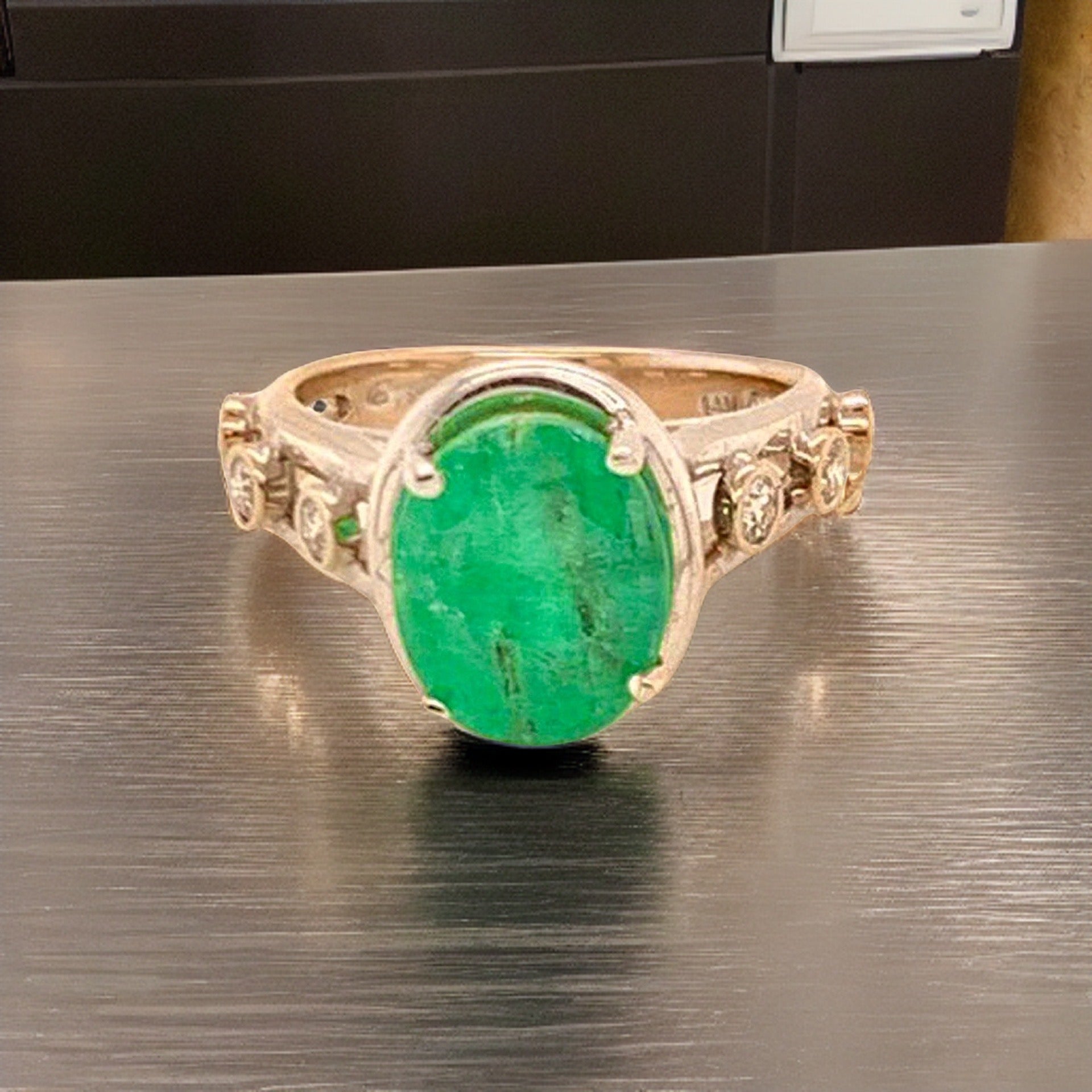 Emerald Diamond Statement Ring 4.05 Ct 14k Gold Women Certified $3,950 913623 - Certified Fine Jewelry