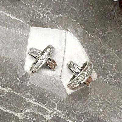 Diamond Stud Earrings 14k Gold"X" Certified $995 820694 - Certified Fine Jewelry