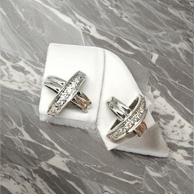 Diamond Stud Earrings 14k Gold"X" Certified $995 820694 - Certified Fine Jewelry