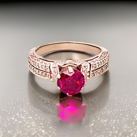 Diamond Tourmaline Rubellite Ring 4.5 14k Gold 1.38 TCW Women Certified $1,950 910744