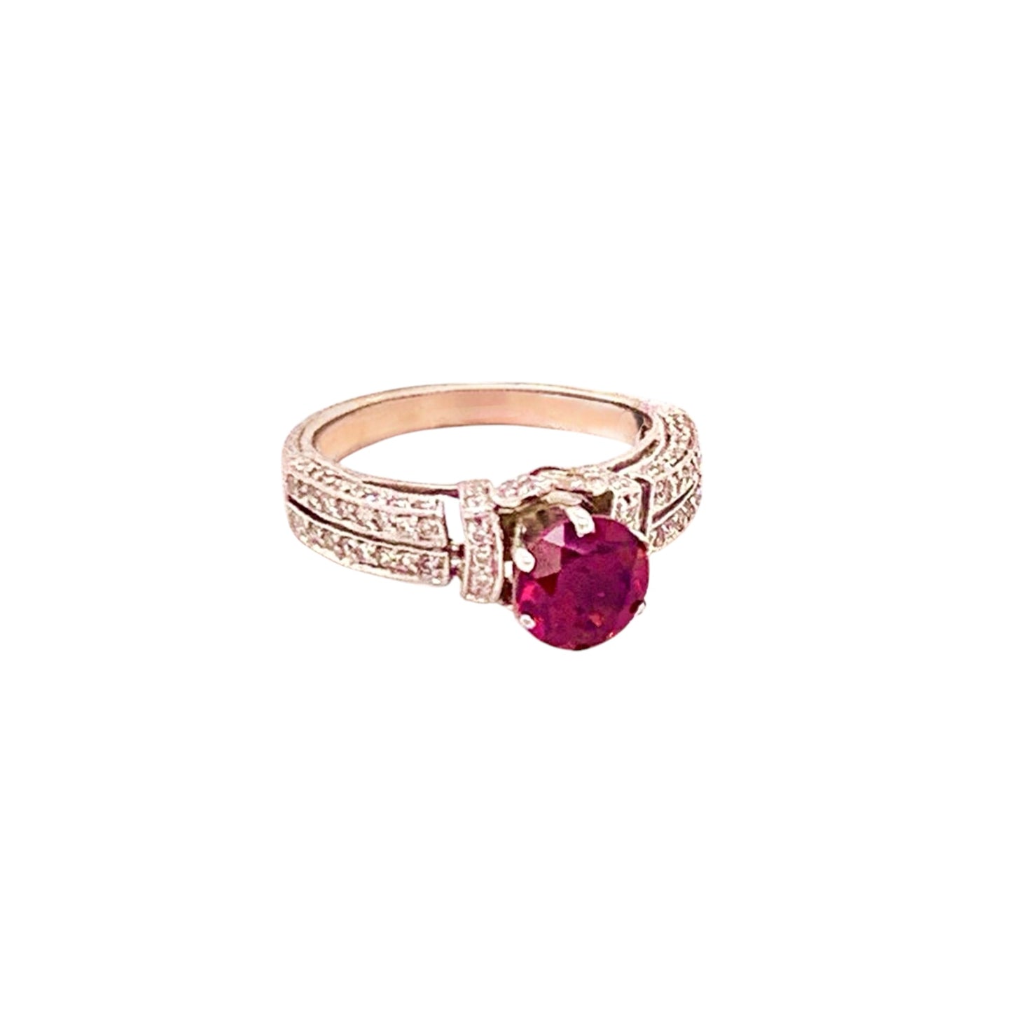 Diamond Tourmaline Rubellite Ring 4.5 14k Gold 1.38 TCW Women Certified $1,950 910744