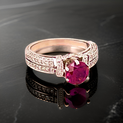 Diamond Tourmaline Rubellite Ring 4.5 14k Gold 1.38 TCW Women Certified $1,950 910744