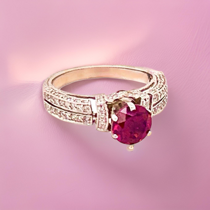 Diamond Tourmaline Rubellite Ring 4.5 14k Gold 1.38 TCW Women Certified $1,950 910744