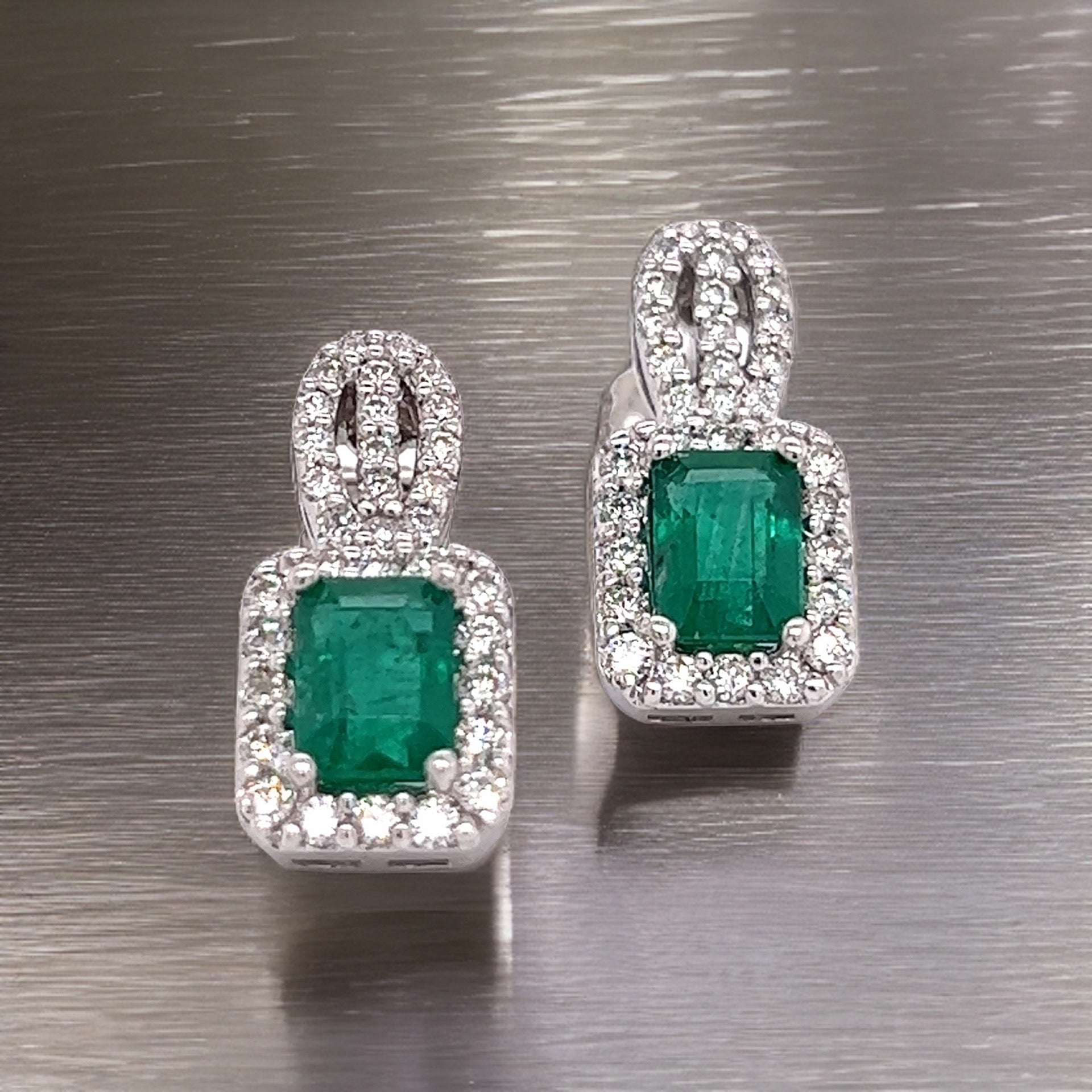 Natural Emerald Diamond Stud Earrings 14k Gold 2.74 TCW Certified $6,950 215406 - Certified Fine Jewelry