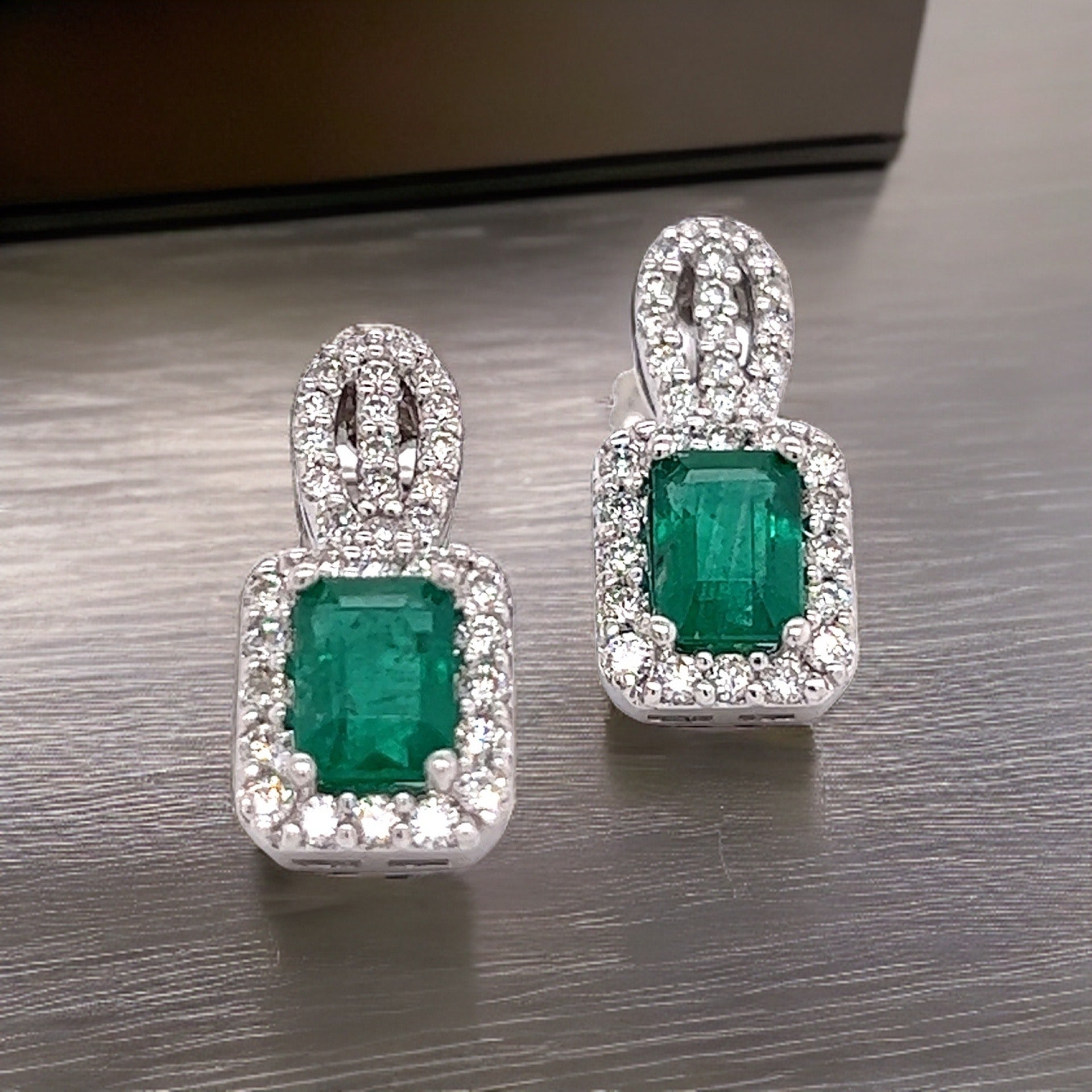 Natural Emerald Diamond Stud Earrings 14k Gold 2.74 TCW Certified $6,950 215406 - Certified Fine Jewelry