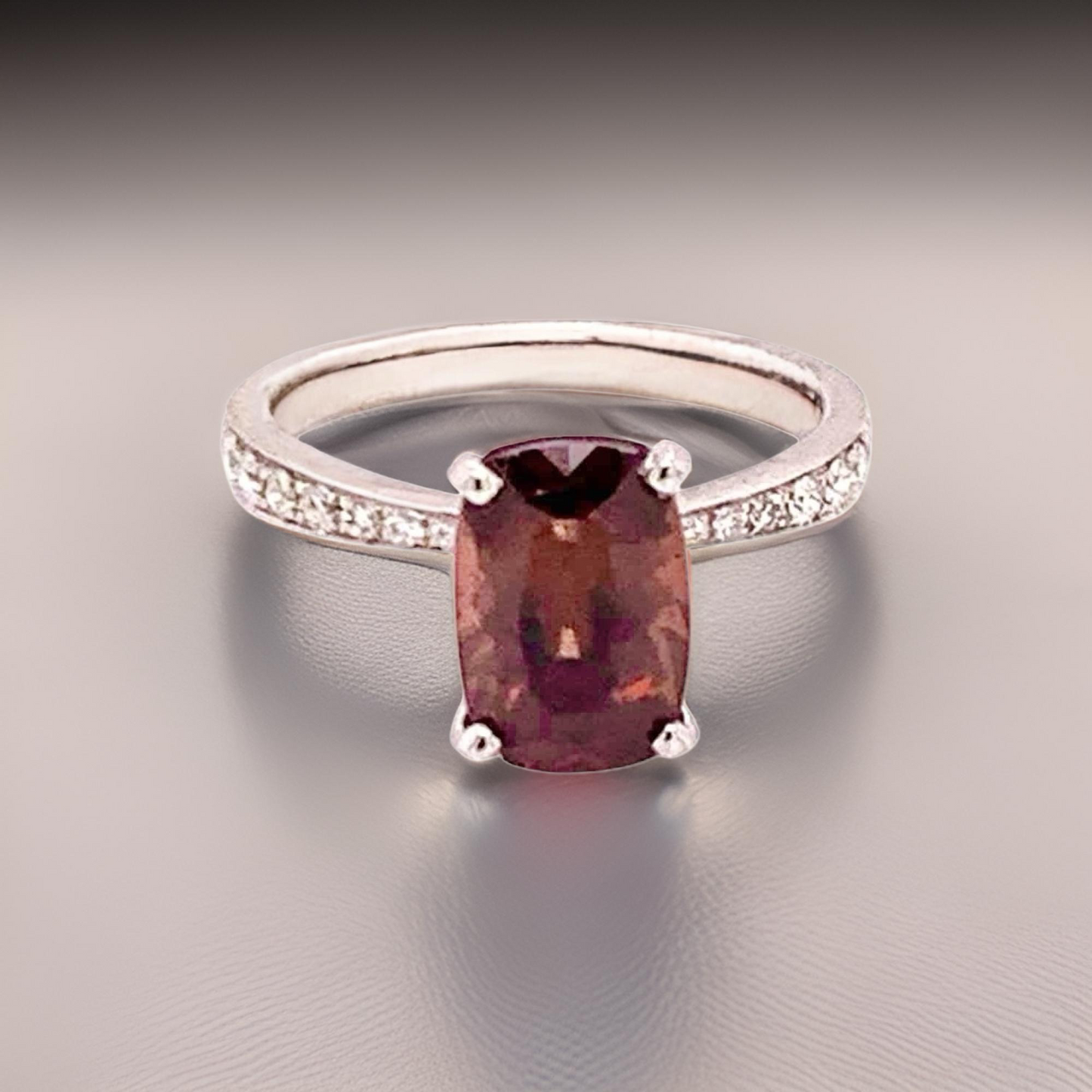 Diamond Tourmaline Rubellite Ring 6.75 18k Gold 4.01 tcw Women Certified $2,950 910746