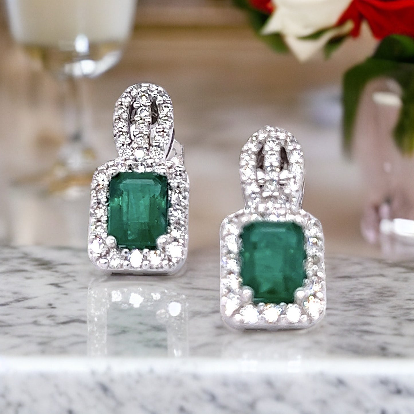 Natural Emerald Diamond Stud Earrings 14k Gold 2.74 TCW Certified $6,950 215406