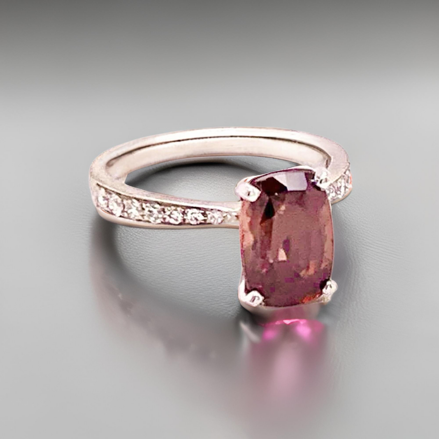 Diamond Tourmaline Rubellite Ring 6.75 18k Gold 4.01 tcw Women Certified $2,950 910746