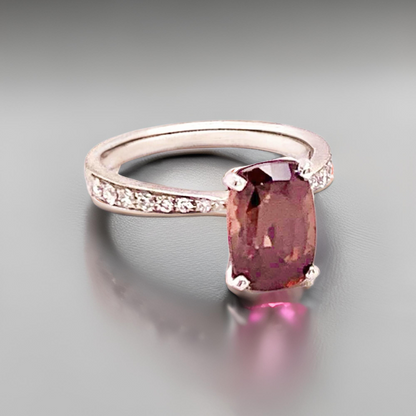 Diamond Tourmaline Rubellite Ring 6.75 18k Gold 4.01 tcw Women Certified $2,950 910746