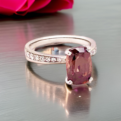 Diamond Tourmaline Rubellite Ring 6.75 18k Gold 4.01 tcw Women Certified $2,950 910746