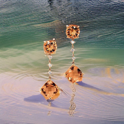 Natural Morganite Diamond Earrings 14k Gold 10.1 TCW Certified $5,950 111536