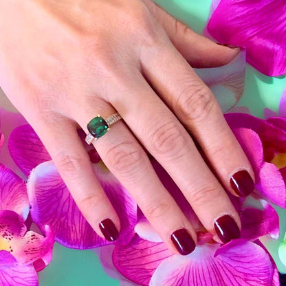 Green Tourmaline Diamond Ring 14 kt 2.80 tcw Certified $3,350 013309