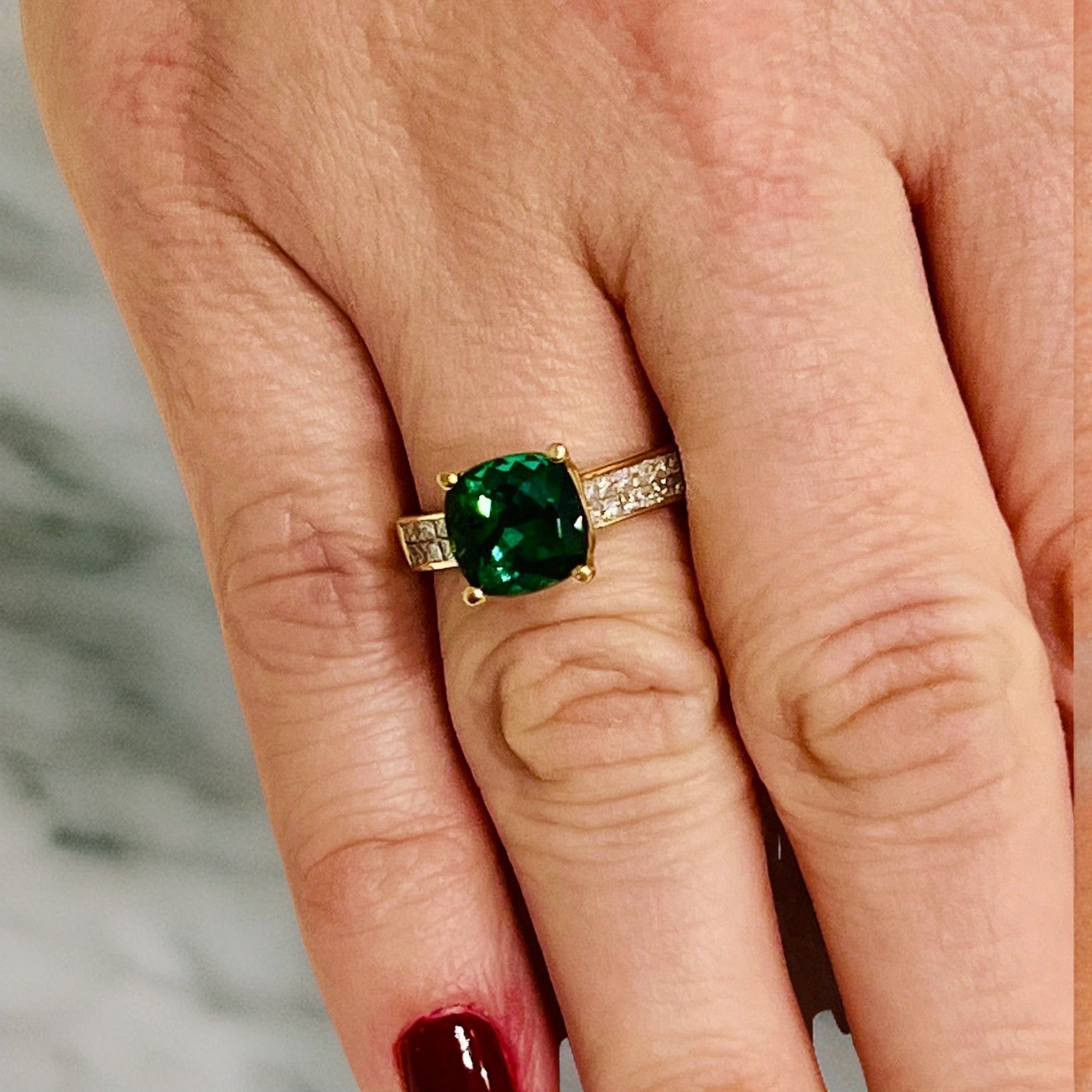 Green Tourmaline Diamond Ring 14 kt 2.80 tcw Certified $3,350 013309 - Certified Fine Jewelry