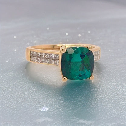 Green Tourmaline Diamond Ring 14 kt 2.80 tcw Certified $3,350 013309