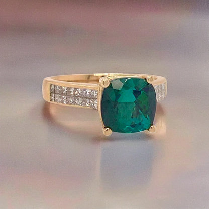 Green Tourmaline Diamond Ring 14 kt 2.80 tcw Certified $3,350 013309