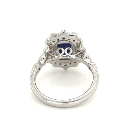 Natural Sapphire Diamond Ring 6.5 14k White Gold 3.51 TCW Certified $2,950 300214 - Certified Fine Jewelry