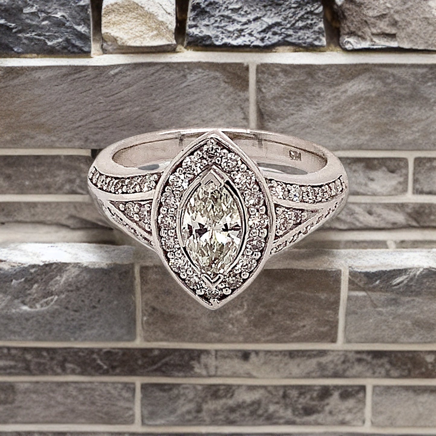 Diamond Ring Size 6.5 14k White Gold 0.45 TCW 4.88g Certified $5,950 120603