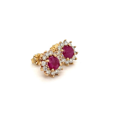 Natural Ruby Diamond Earrings 14k Yellow Gold 2.20 TCW Certified $2,595 121103