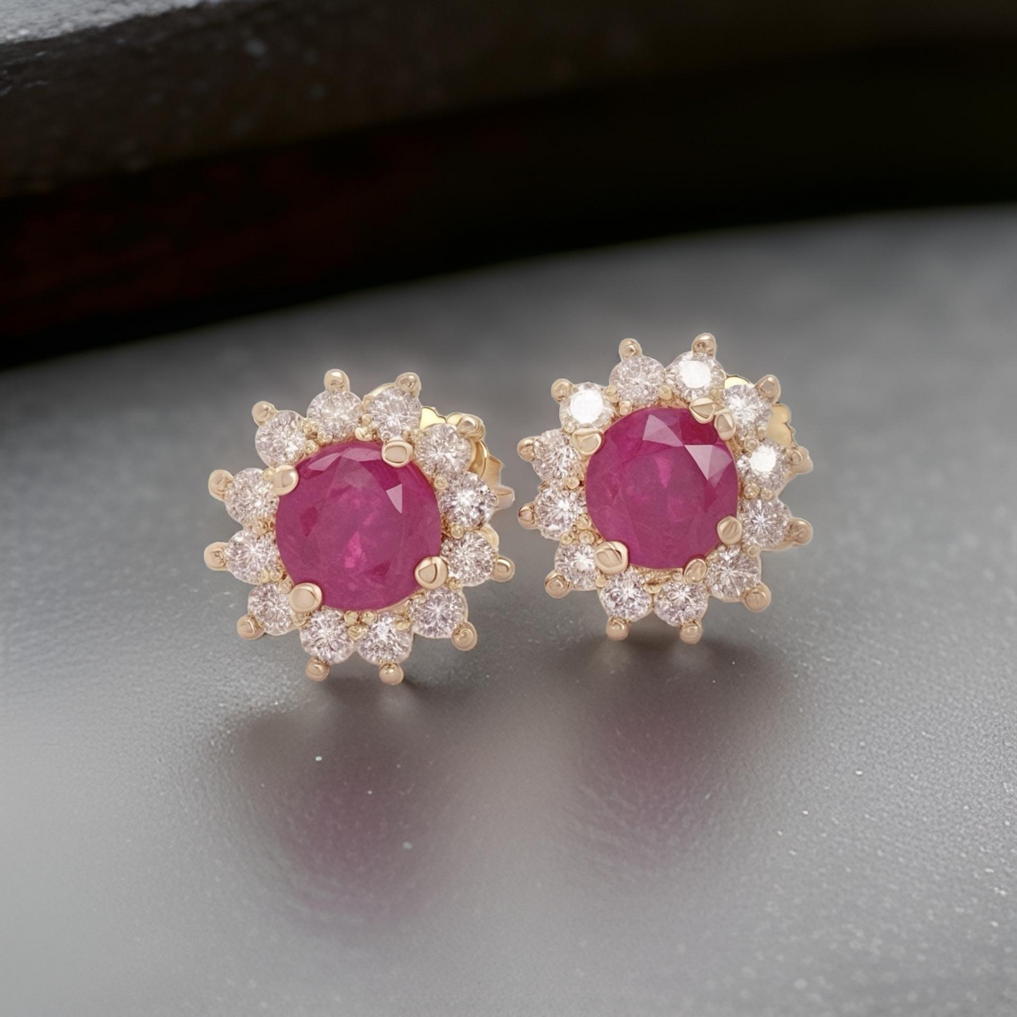 Natural Ruby Diamond Earrings 14k Yellow Gold 2.20 TCW Certified $2,595 121103