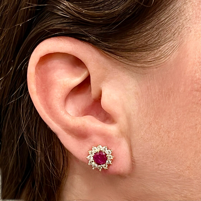 Natural Ruby Diamond Earrings 14k Yellow Gold 2.20 TCW Certified $2,595 121103