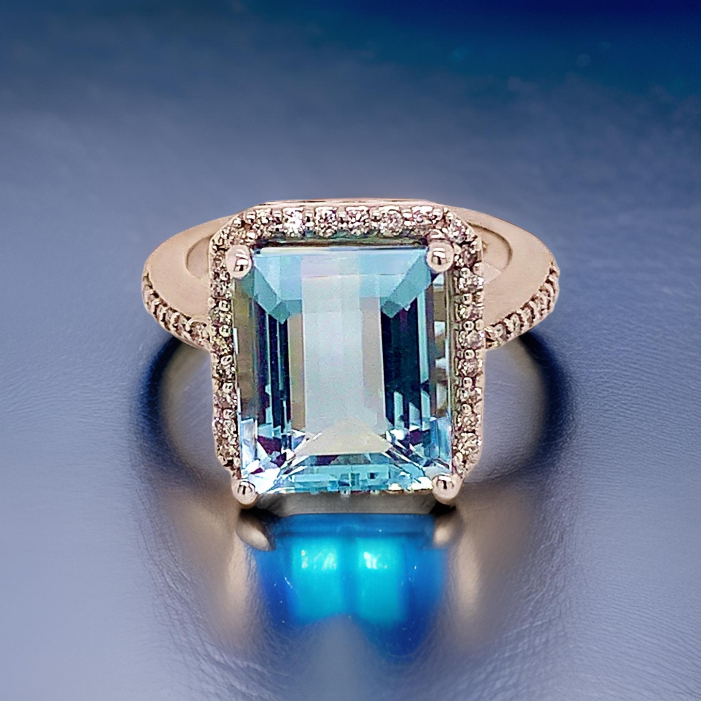 Aquamarine Diamond Ring 14k Gold Size 6.5, 6 TCW Certified $6,950 121105