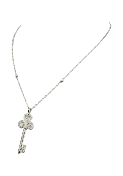 Fine Ladies Diamond Key 14 Kt 16" Italy Necklace Certified $2,500 822588 - Certified Fine Jewelry