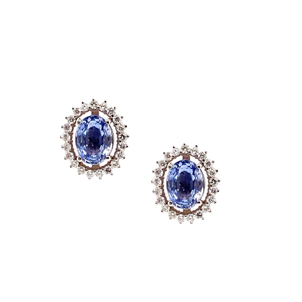 Diamond Sapphire Earrings 14k Gold 3.24 TCW Certified $5,950 018655