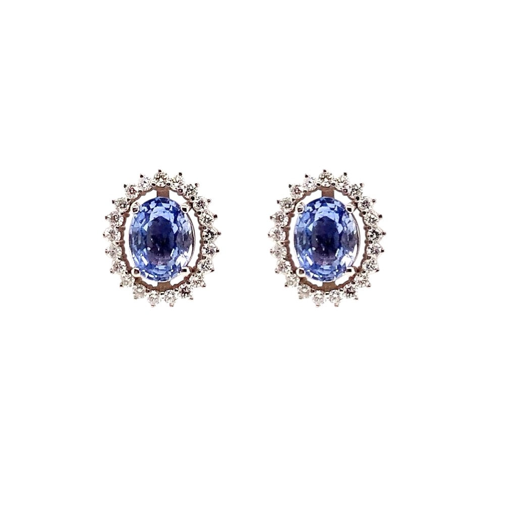 Diamond Sapphire Earrings 14k Gold 3.24 TCW Certified $5,950 018655