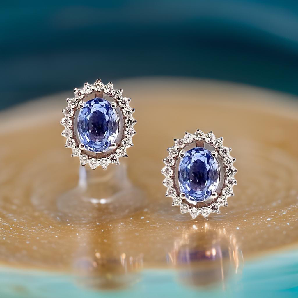 Diamond Sapphire Earrings 14k Gold 3.24 TCW Certified $5,950 018655