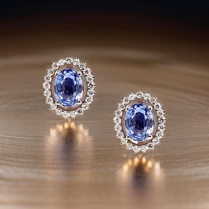 Diamond Sapphire Earrings 14k Gold 3.24 TCW Certified $5,950 018655