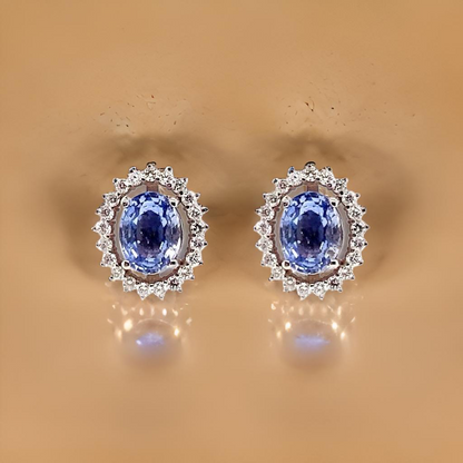 Diamond Sapphire Earrings 14k Gold 3.24 TCW Certified $5,950 018655