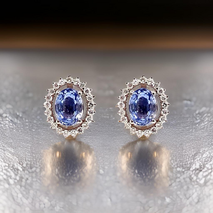 Diamond Sapphire Earrings 14k Gold 3.24 TCW Certified $5,950 018655