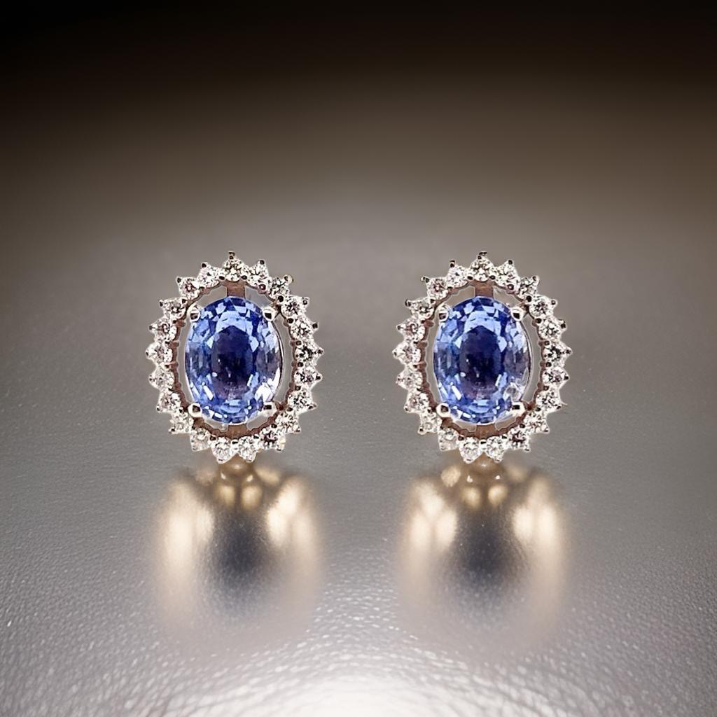 Diamond Sapphire Earrings 14k Gold 3.24 TCW Certified $5,950 018655