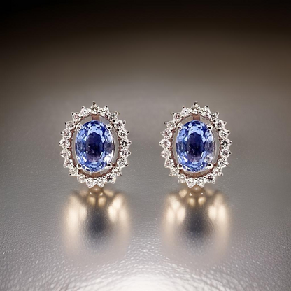 Diamond Sapphire Earrings 14k Gold 3.24 TCW Certified $5,950 018655