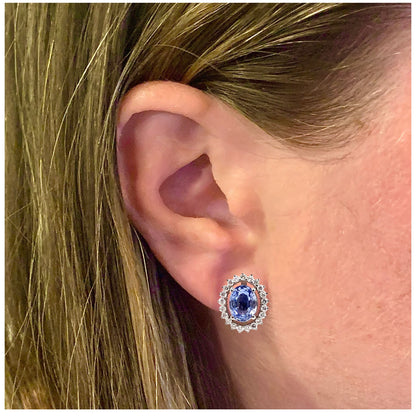 Diamond Sapphire Earrings 14k Gold 3.24 TCW Certified $5,950 018655