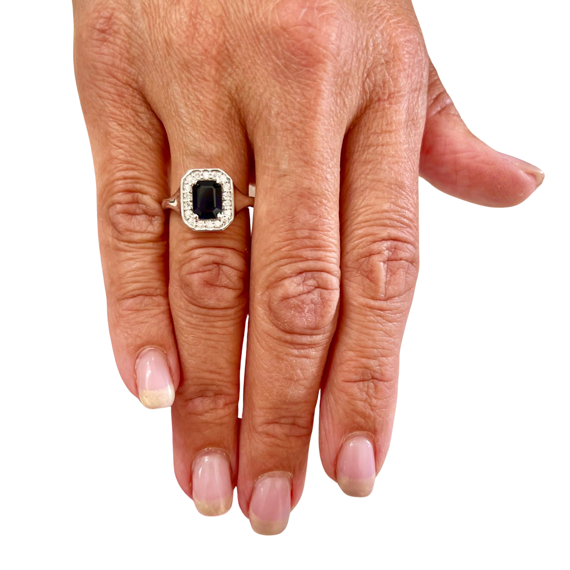 Natural Sapphire Diamond Ring Size 6.25 14k W Gold 1.82 TCW Certified $4,950 216683 - Certified Fine Jewelry