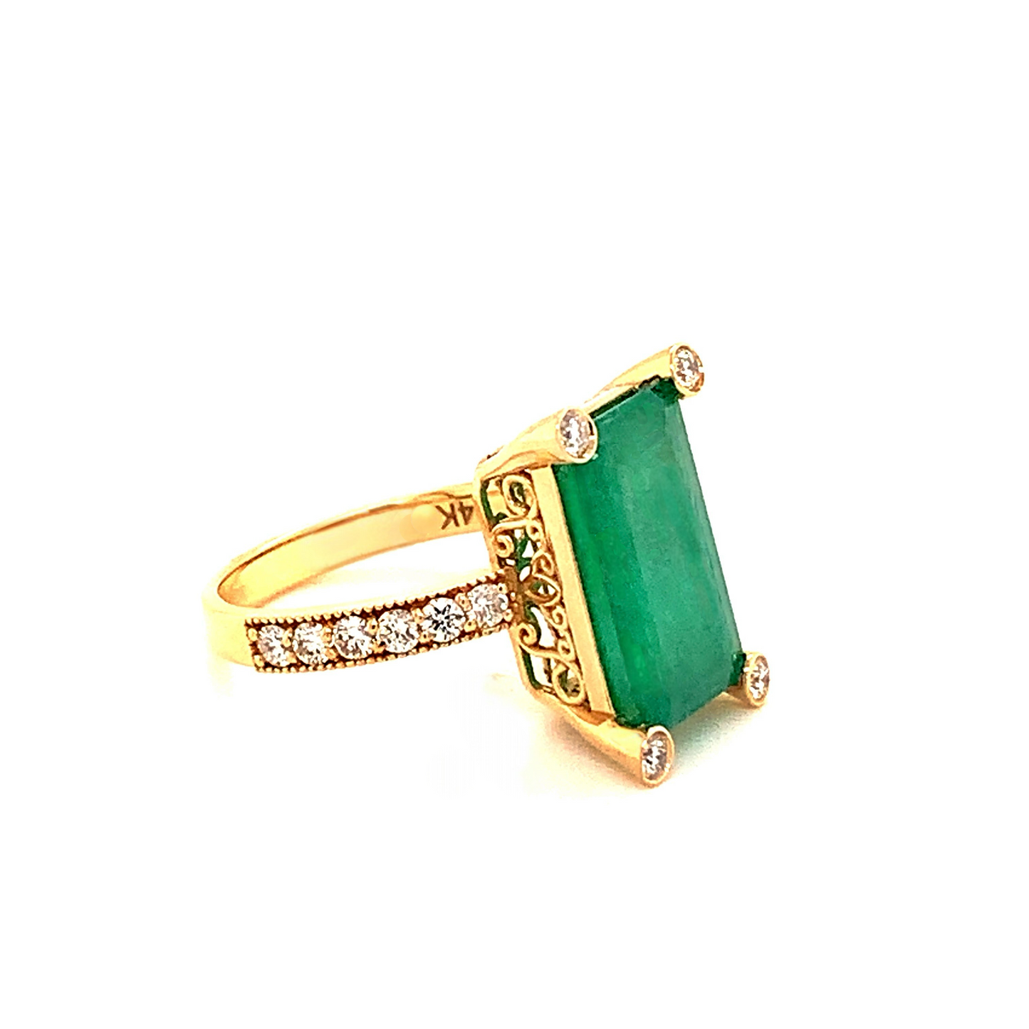 Natural Emerald Diamond Ring 14k Gold 4.37 TCW GIA Certified $6,950 111875