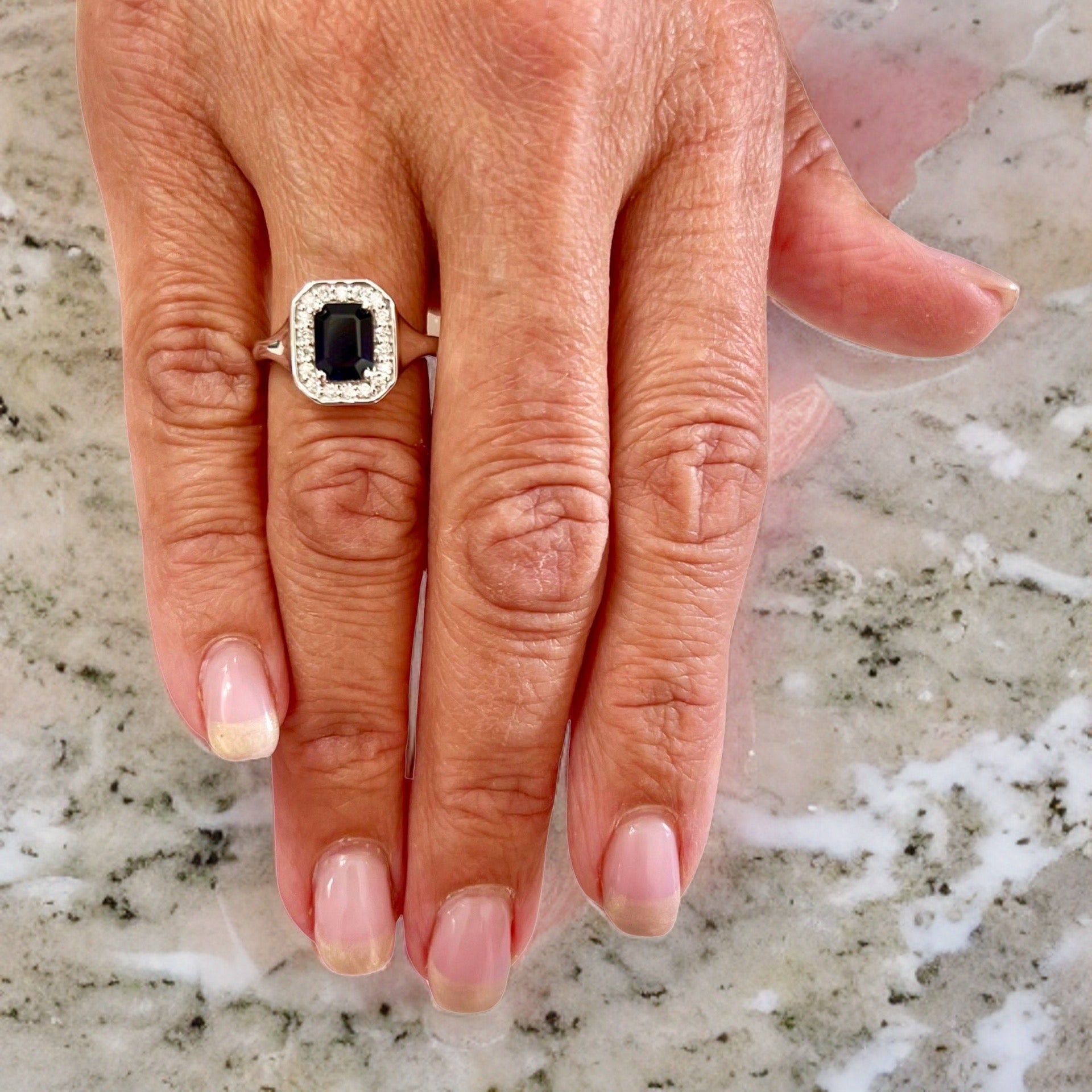 Natural Sapphire Diamond Ring Size 6.25 14k W Gold 1.82 TCW Certified $4,950 216683 - Certified Fine Jewelry