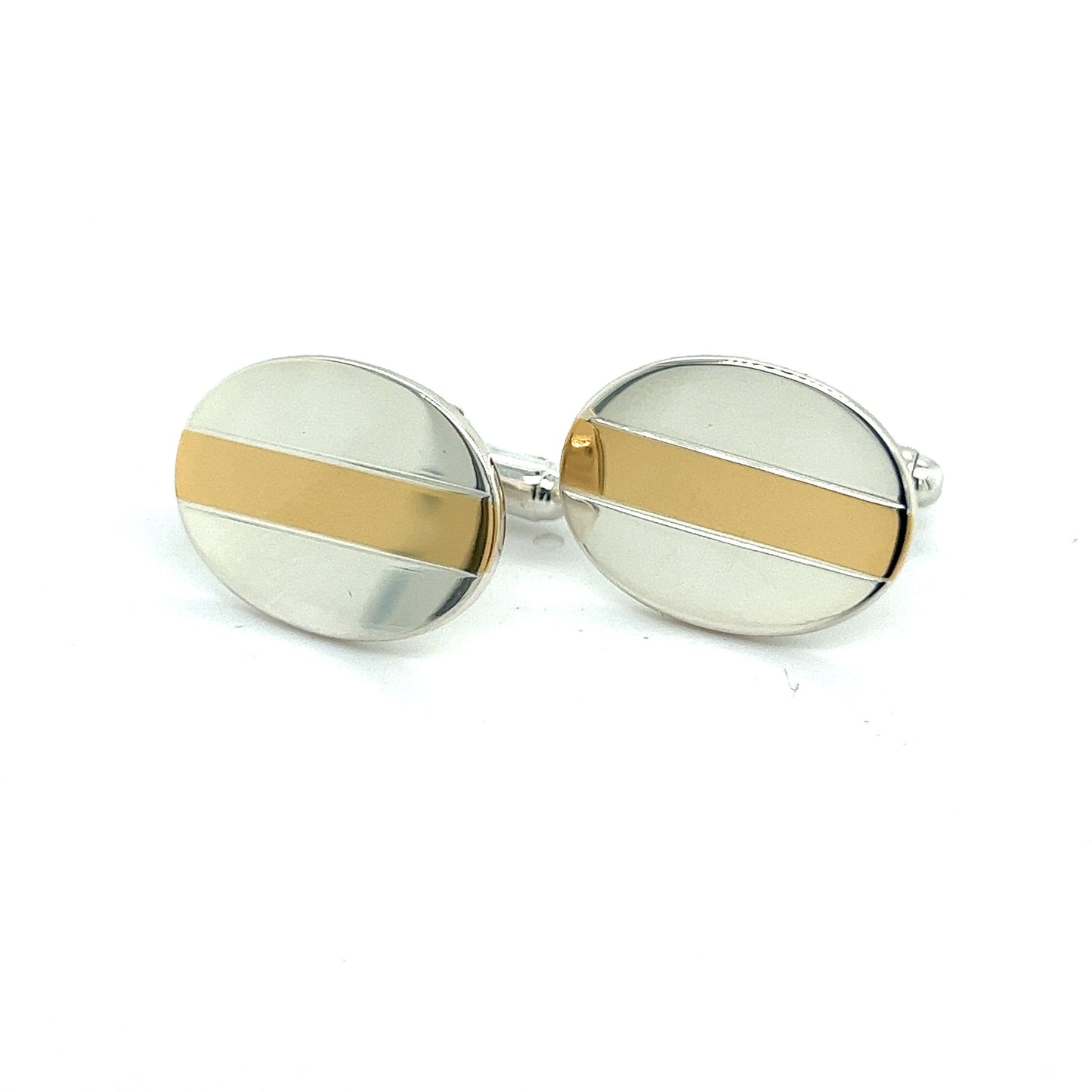 Tiffany & Co Estate Cufflinks 18k Y Gold + Sterling Silver TIF332