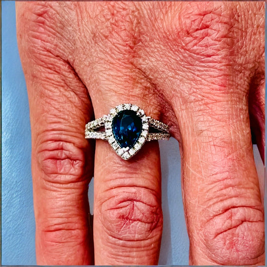 Natural Blue Topaz Diamond Ring Size 6.5 14k W Gold 3.77 TCW Certified $3,950 300213 - Certified Fine Jewelry