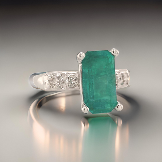 Natural Emerald Diamond Ring Size 6 14k Gold 2.95 TCW Certified $5,950 113434