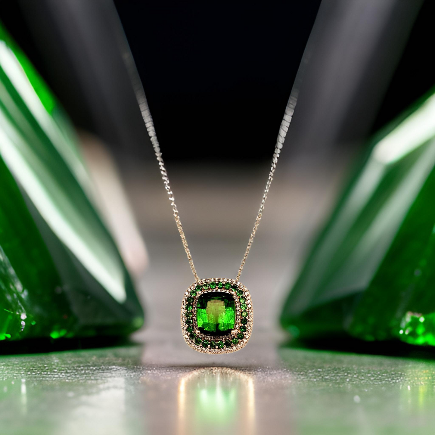 Diamond Tourmaline Tsavorite Pendant Necklace 17" 9.13 TCW GIA Certified $9,795 213257